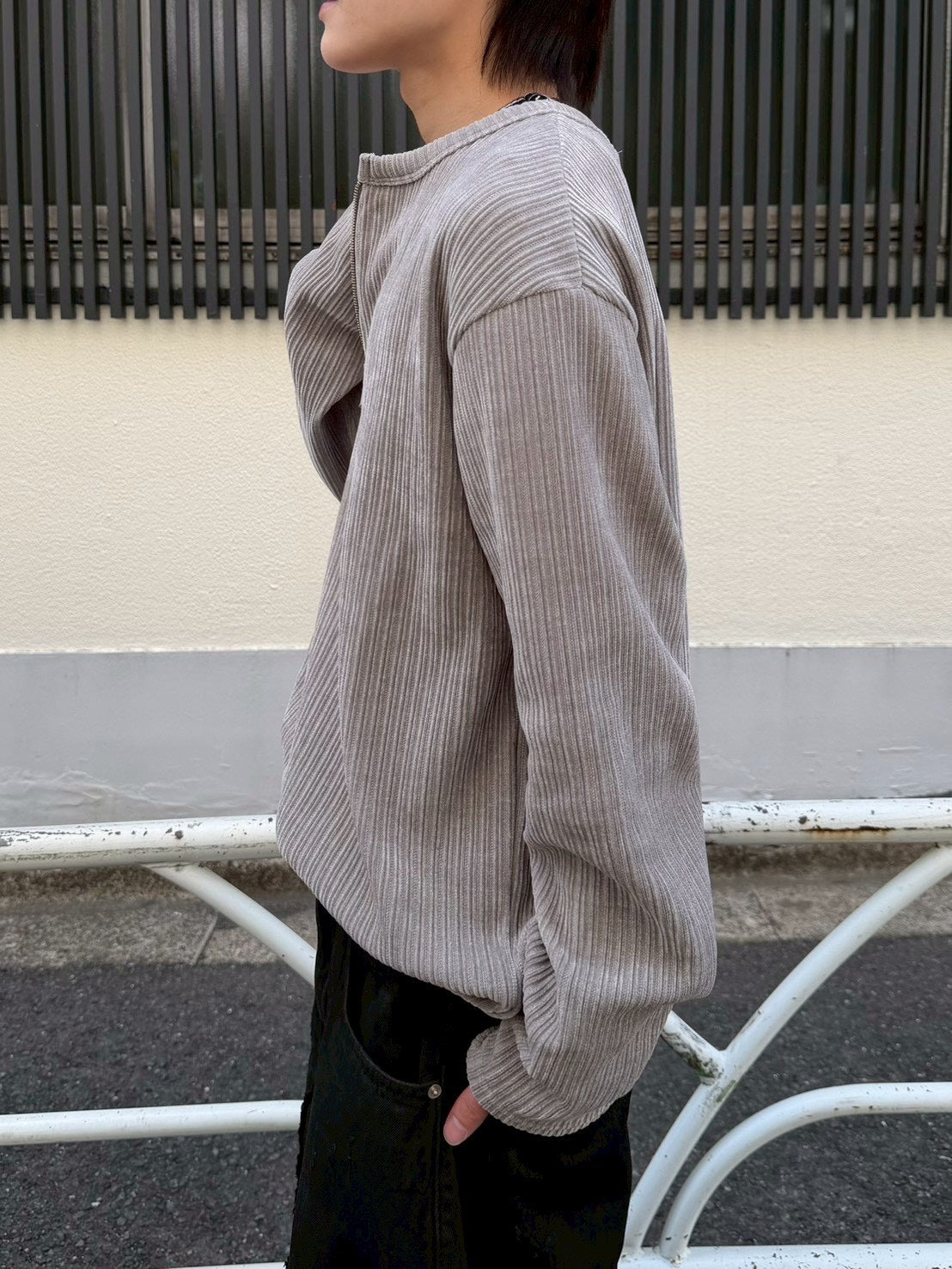 5/8 20:00 発売 【Chikashitsu +】velour zip henley long sleeve (2color)
