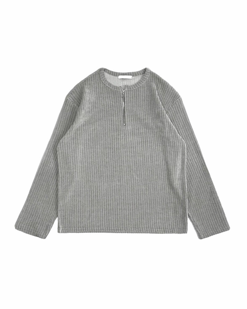 【Chikashitsu +】velour zip henley long sleeve (2color)