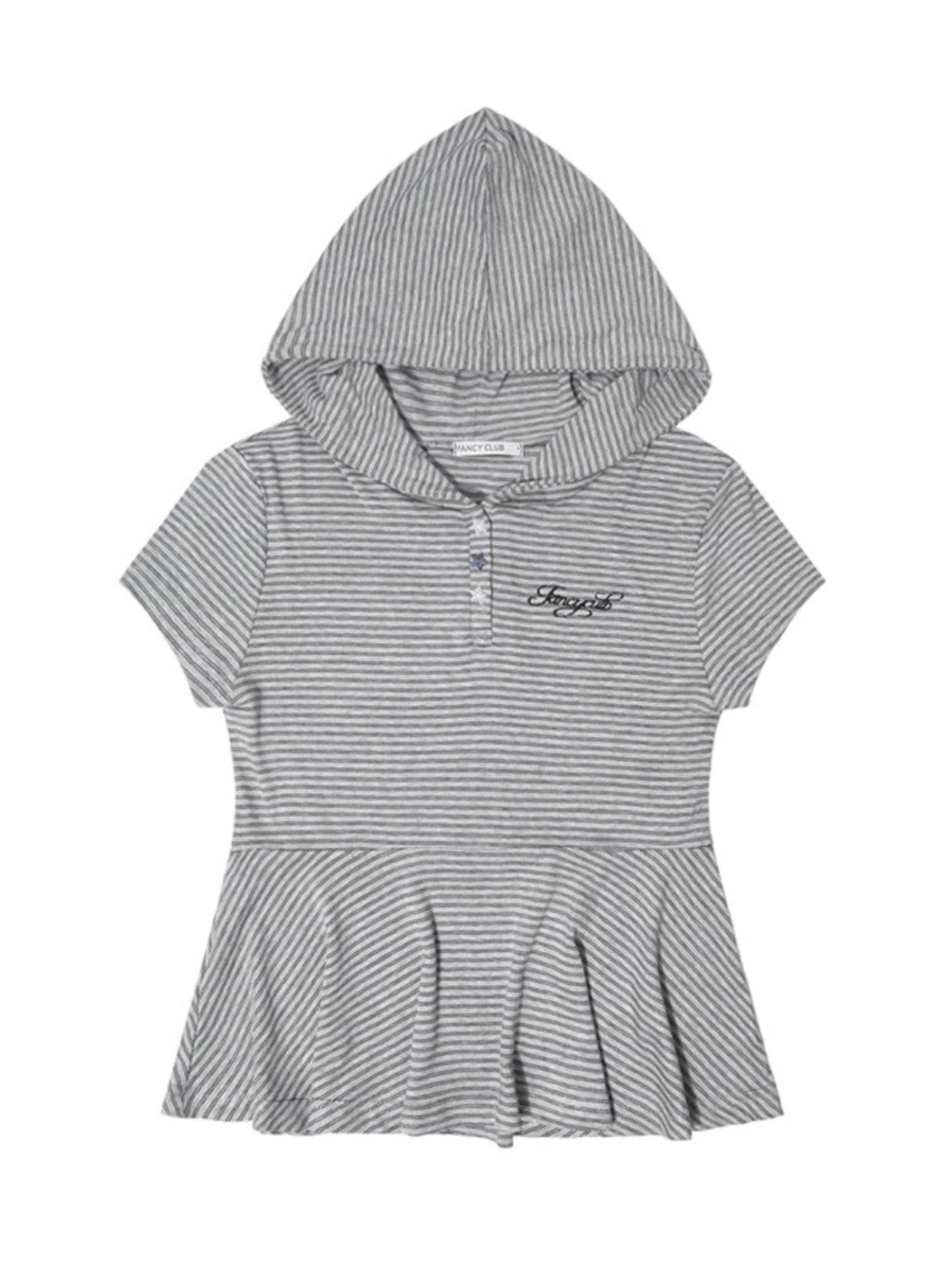 【FANCY CLUB】STRIPE HOOD FLARE TOP