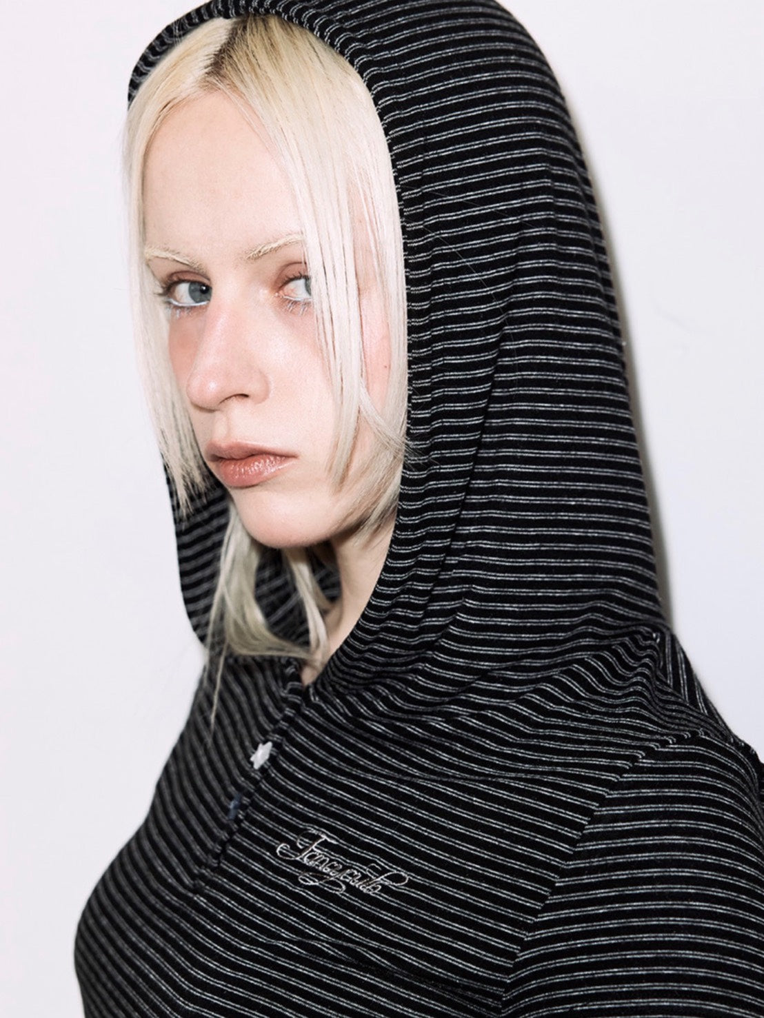 【FANCY CLUB】STRIPE HOOD FLARE TOP