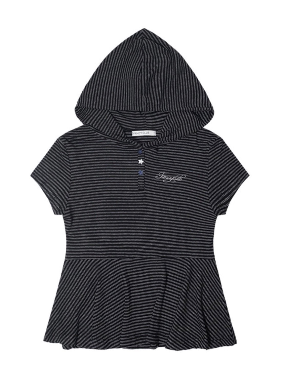 【FANCY CLUB】STRIPE HOOD FLARE TOP
