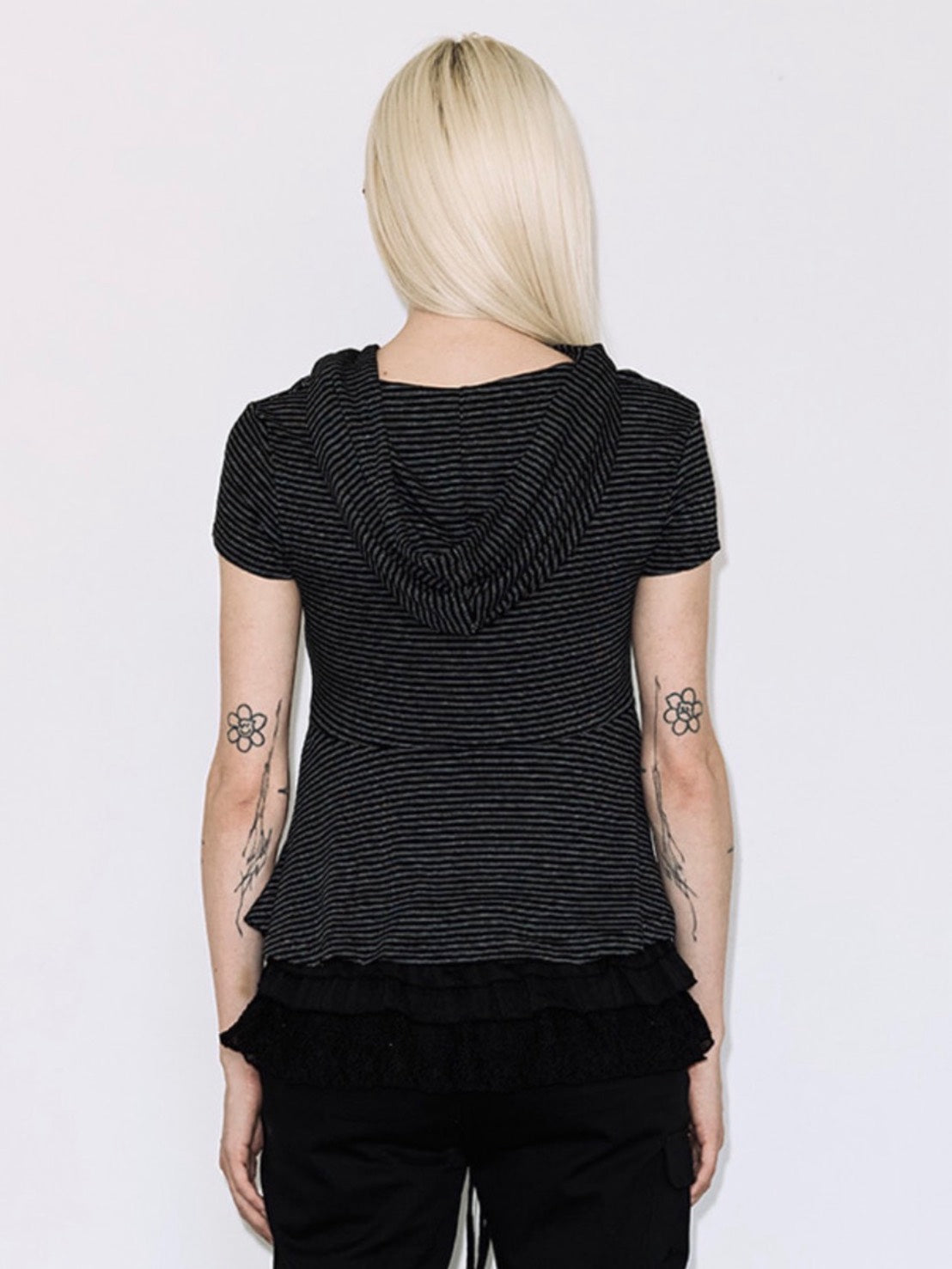 【FANCY CLUB】STRIPE HOOD FLARE TOP