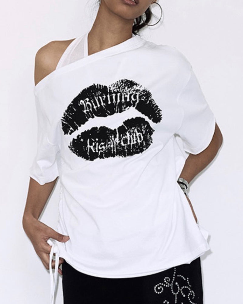【FANCY CLUB】KISSING ONE-SHOULDER TOP