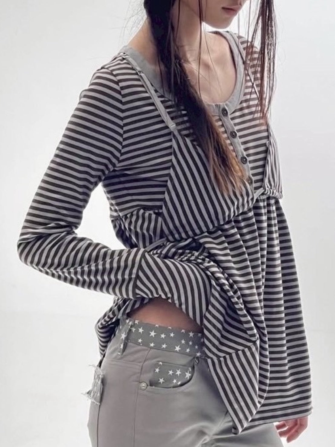 【OJOS】Layered Bra Flare Top