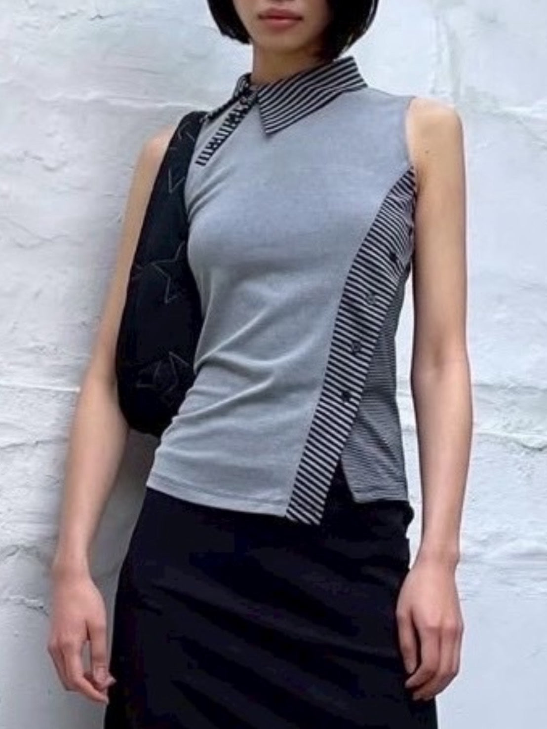 【OJOS】Curved Cut Collar Tank
