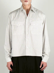 5/8 20:00 発売 【Chikashitsu +】cropped pocket stripe shirt (2color)