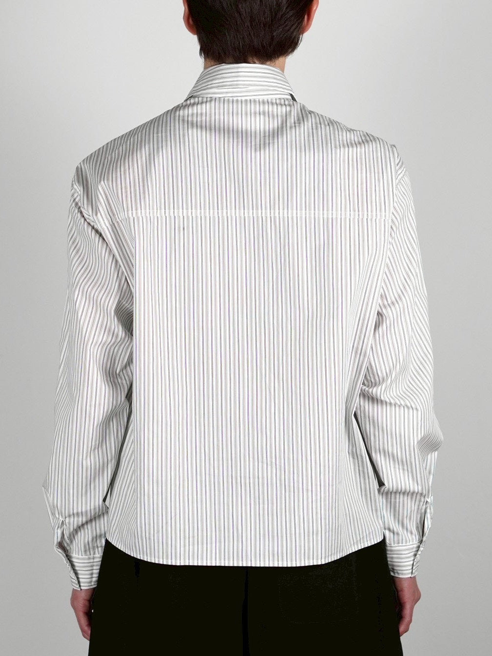 5/8 20:00 発売 【Chikashitsu +】cropped pocket stripe shirt (2color)