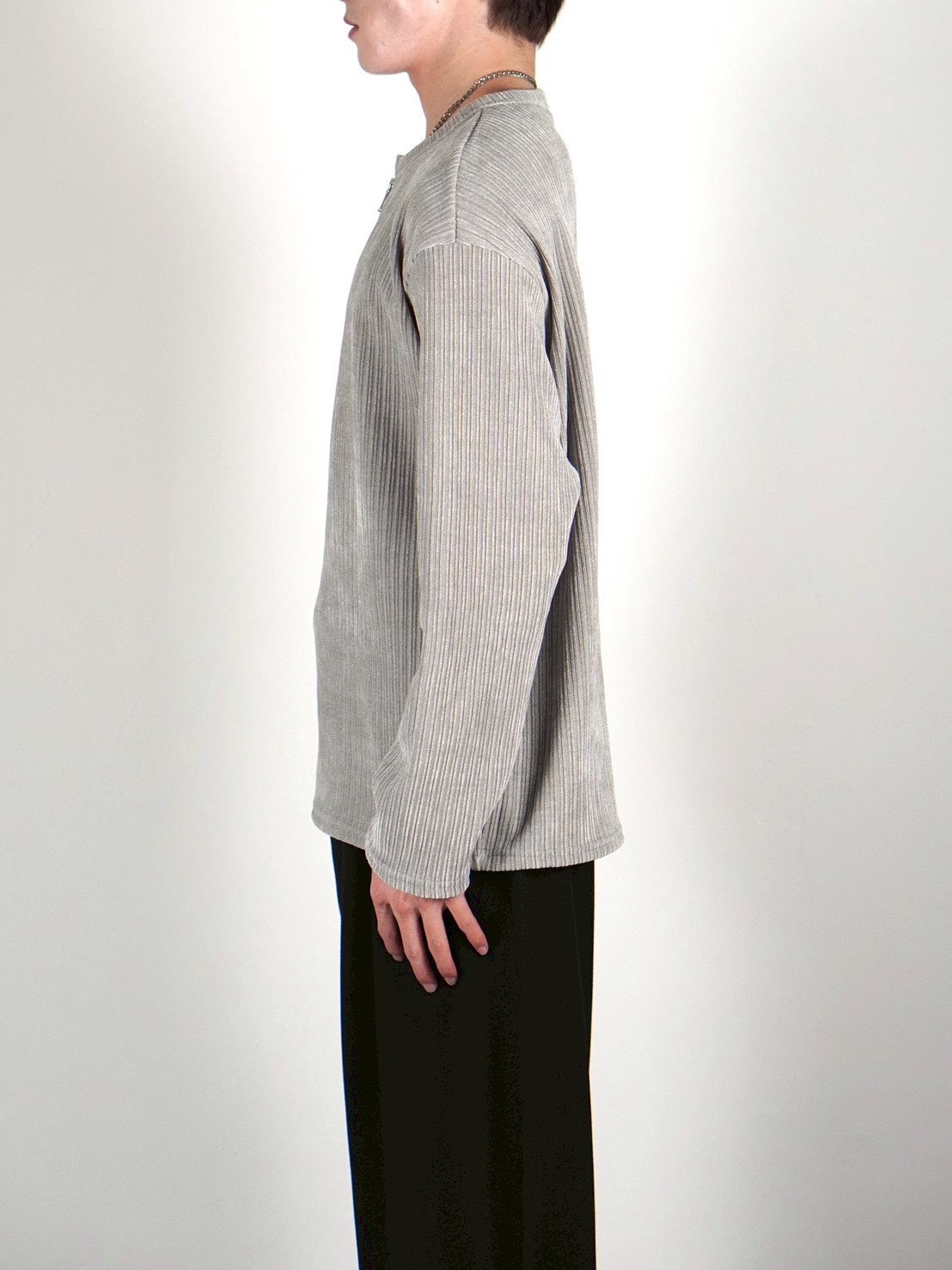 5/8 20:00 発売 【Chikashitsu +】velour zip henley long sleeve (2color)
