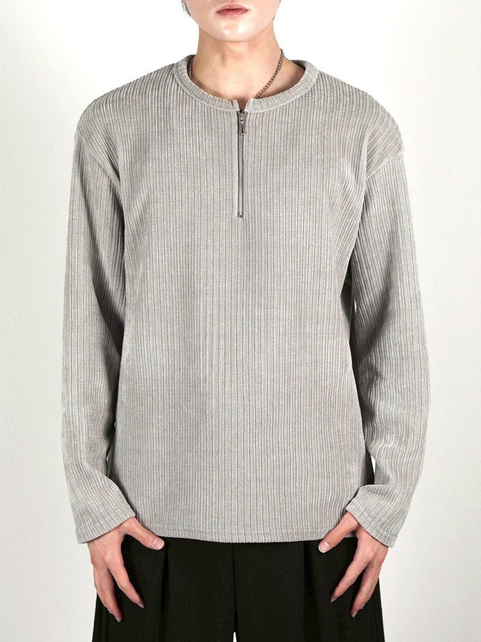 5/8 20:00 発売 【Chikashitsu +】velour zip henley long sleeve (2color)