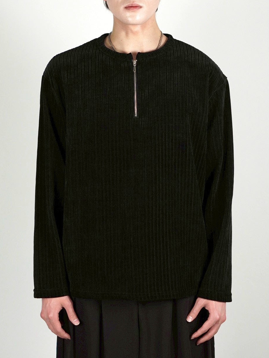 5/8 20:00 発売 【Chikashitsu +】velour zip henley long sleeve (2color)