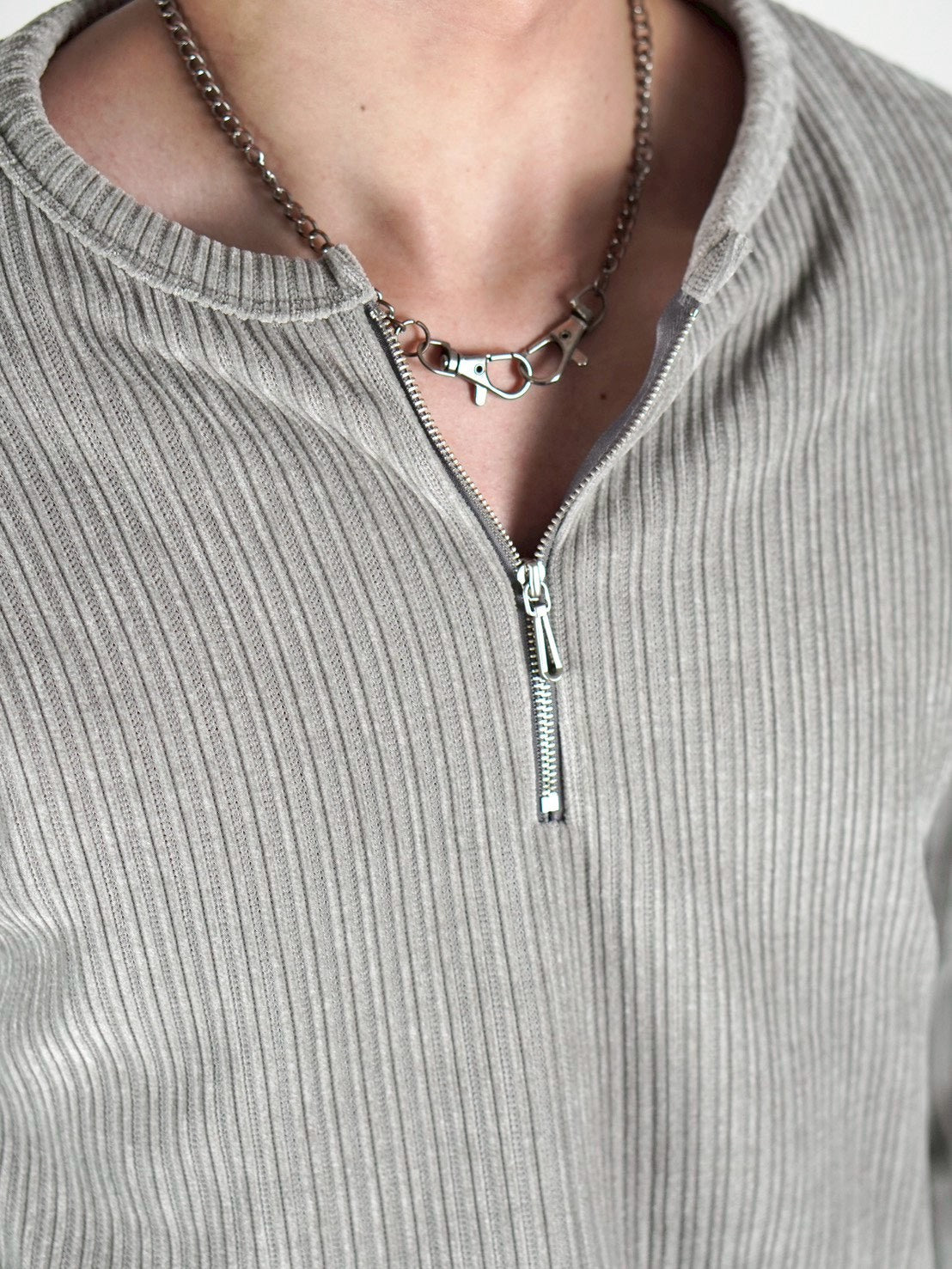 5/8 20:00 発売 【Chikashitsu +】velour zip henley long sleeve (2color)