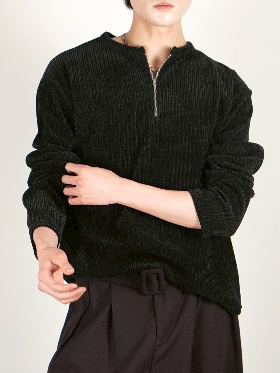5/8 20:00 発売 【Chikashitsu +】velour zip henley long sleeve (2color)
