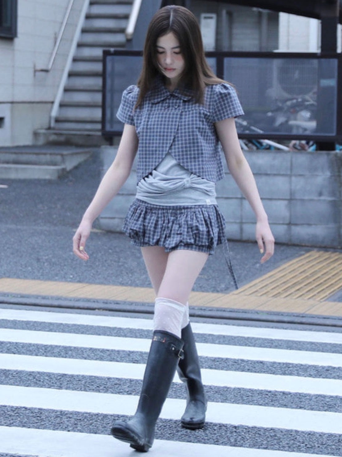【Uglyshadow】CHECKERED PUMPKIN SKIRT PANTS