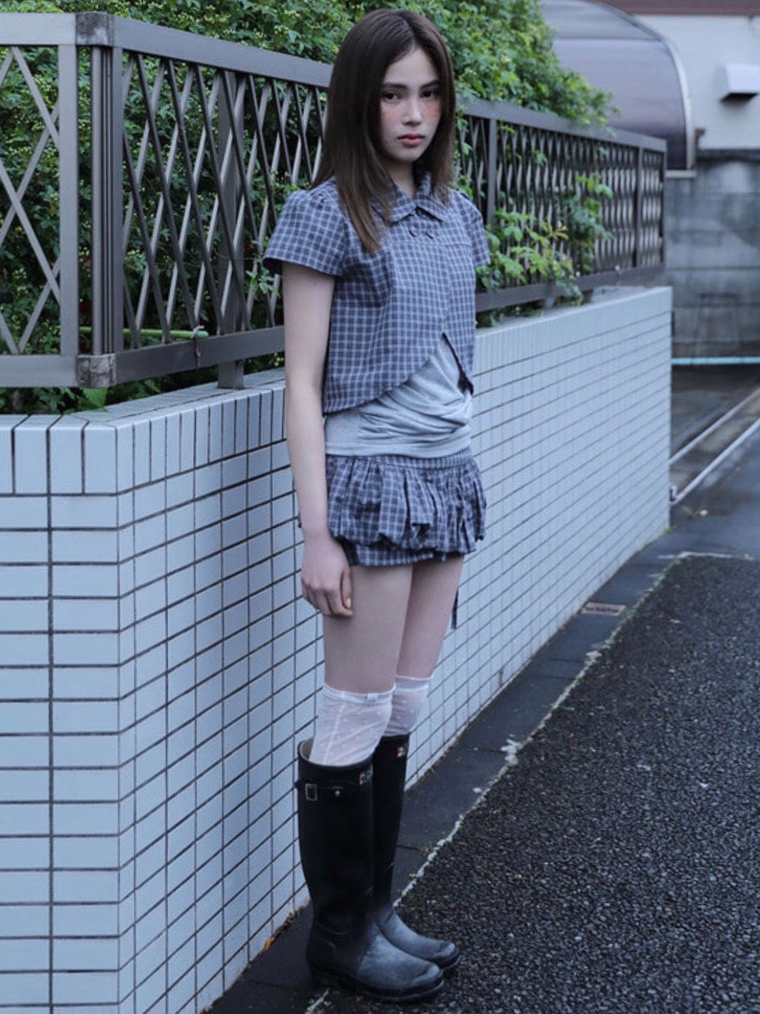 【Uglyshadow】CHECKERED PUMPKIN SKIRT PANTS