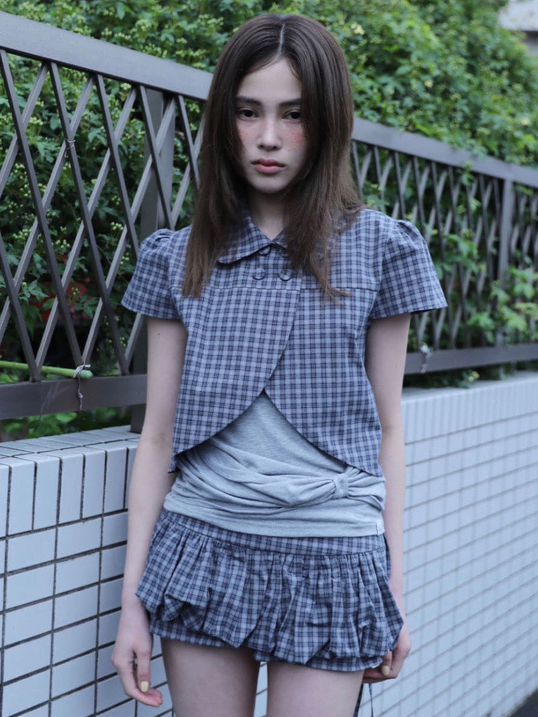 【Uglyshadow】CHECKERED PUMPKIN SKIRT PANTS