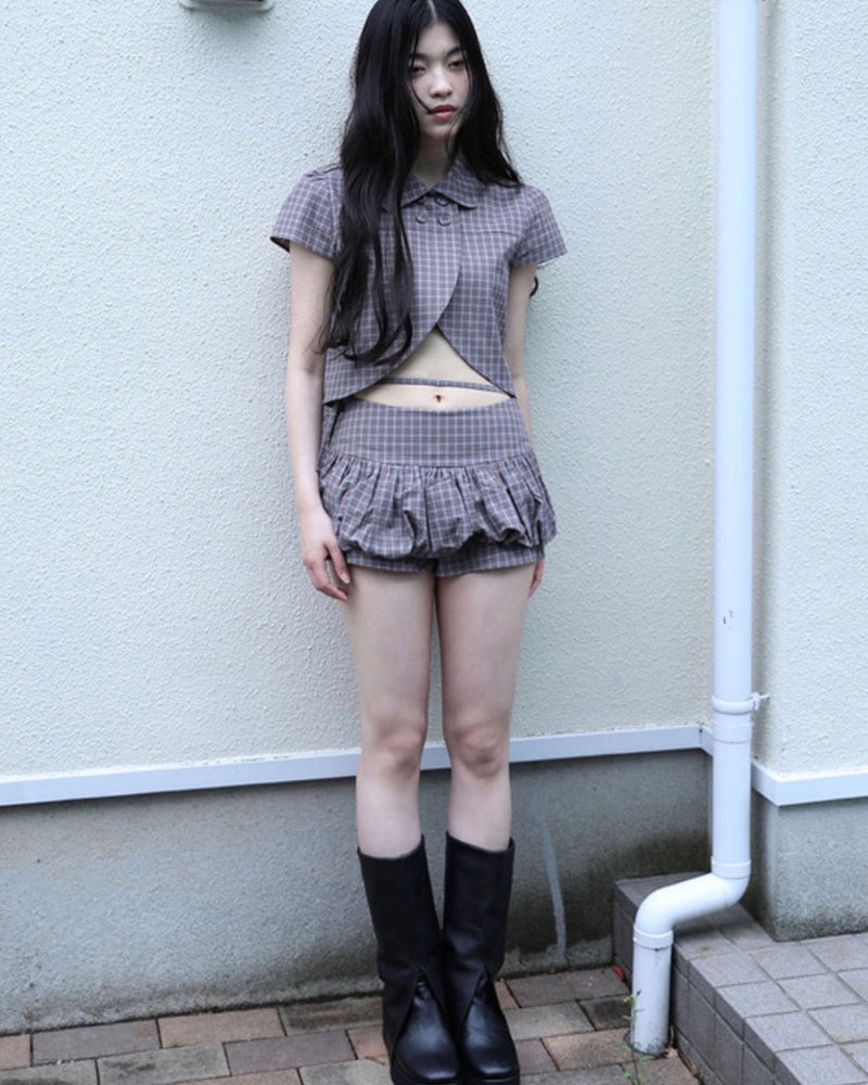 【Uglyshadow】CHECKERED PUMPKIN SKIRT PANTS