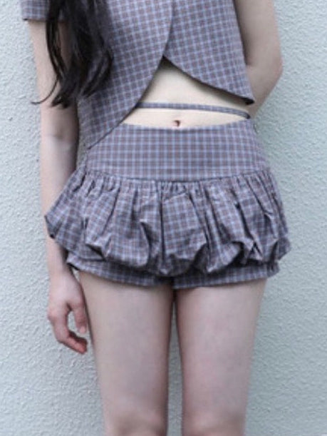 【Uglyshadow】CHECKERED PUMPKIN SKIRT PANTS