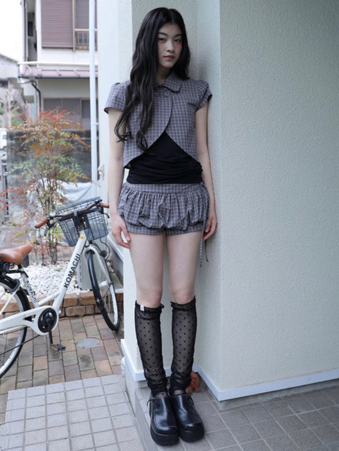 【Uglyshadow】CHECKERED PUMPKIN SKIRT PANTS