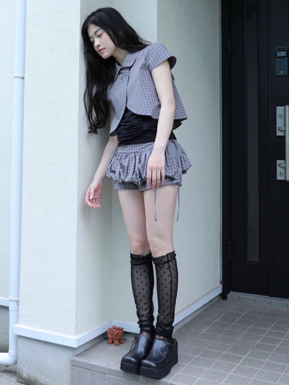 【Uglyshadow】CHECKERED PUMPKIN SKIRT PANTS