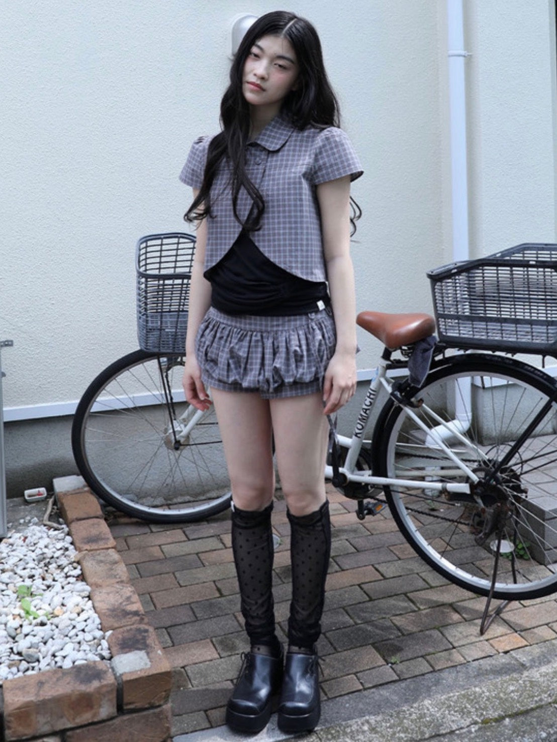 【Uglyshadow】CHECKERED PUMPKIN SKIRT PANTS