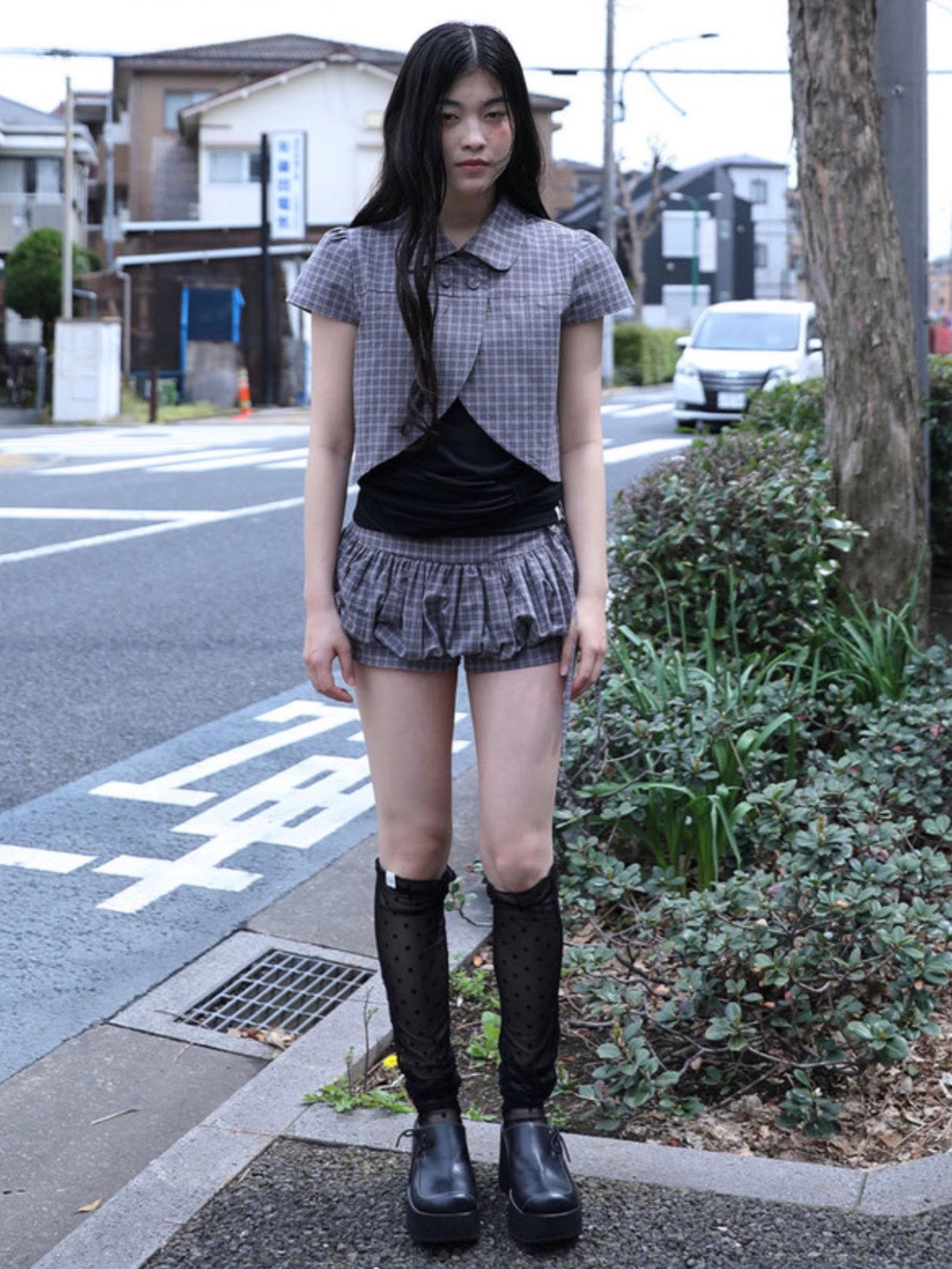 【Uglyshadow】CHECKERED PUMPKIN SKIRT PANTS