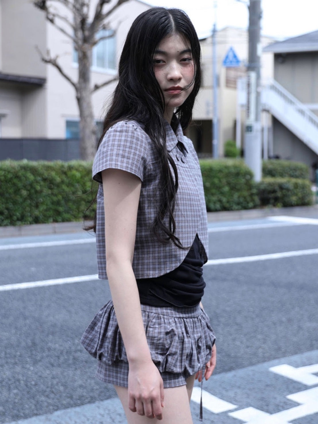 【Uglyshadow】CHECKERED PUMPKIN SKIRT PANTS