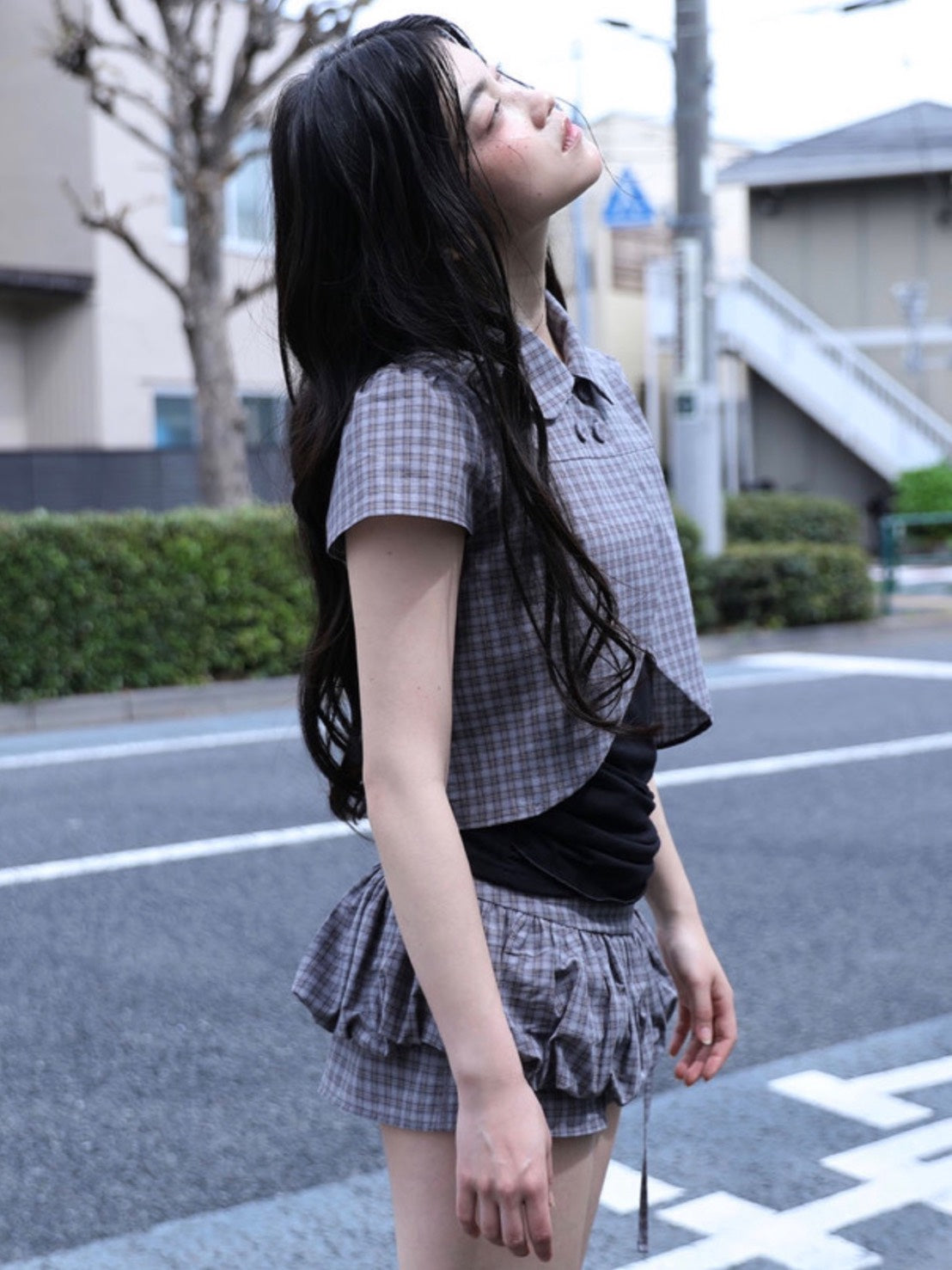【Uglyshadow】CHECKERED PUMPKIN SKIRT PANTS