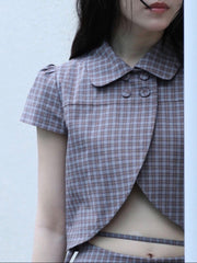 【Uglyshadow】CHECKERED DOUBLE BLOUSE