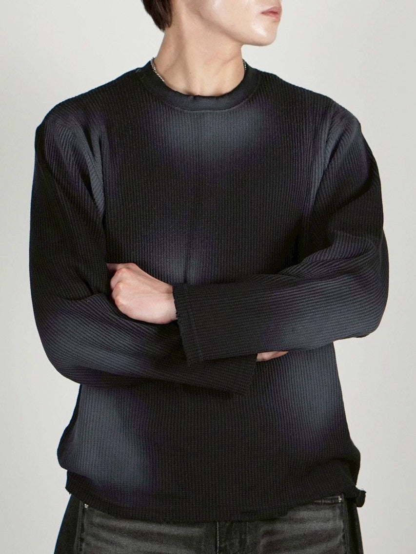 受注制【Chikashitsu +】washed waffle long sleeve (2color)