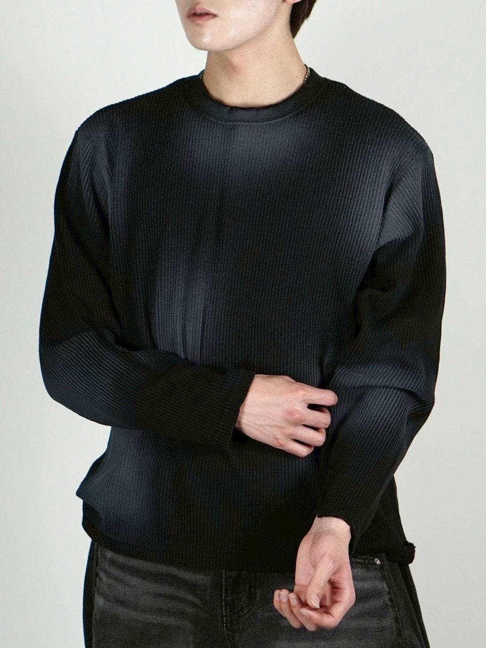 受注制【Chikashitsu +】washed waffle long sleeve (2color)