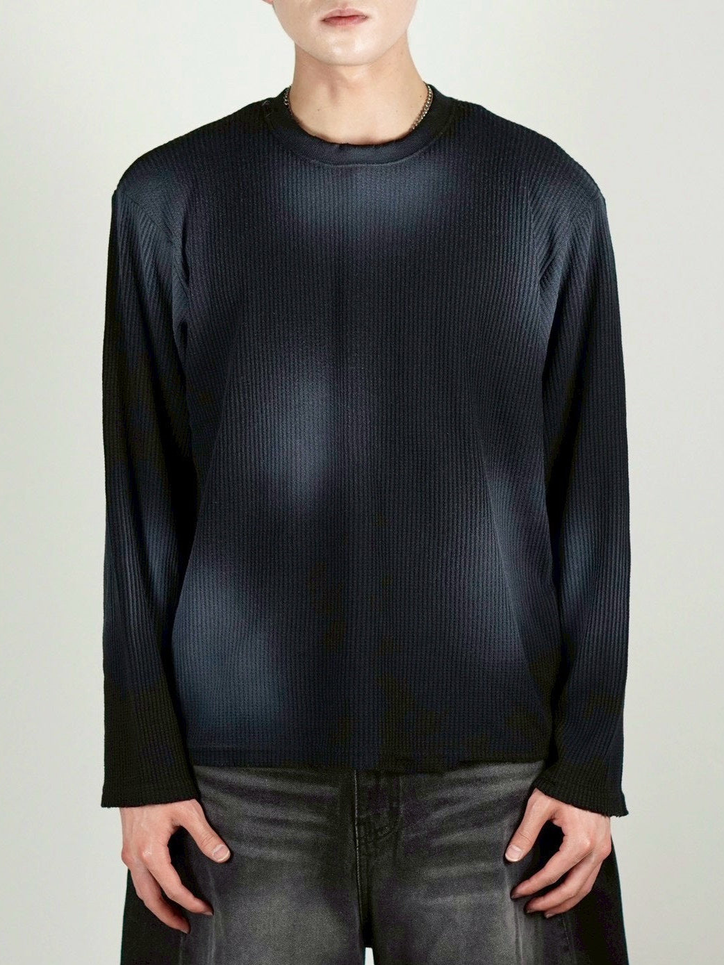 受注制【Chikashitsu +】washed waffle long sleeve (2color)
