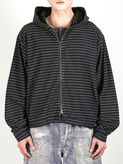 受注制【Chikashitsu +】pigment border zip hoodie (2color)