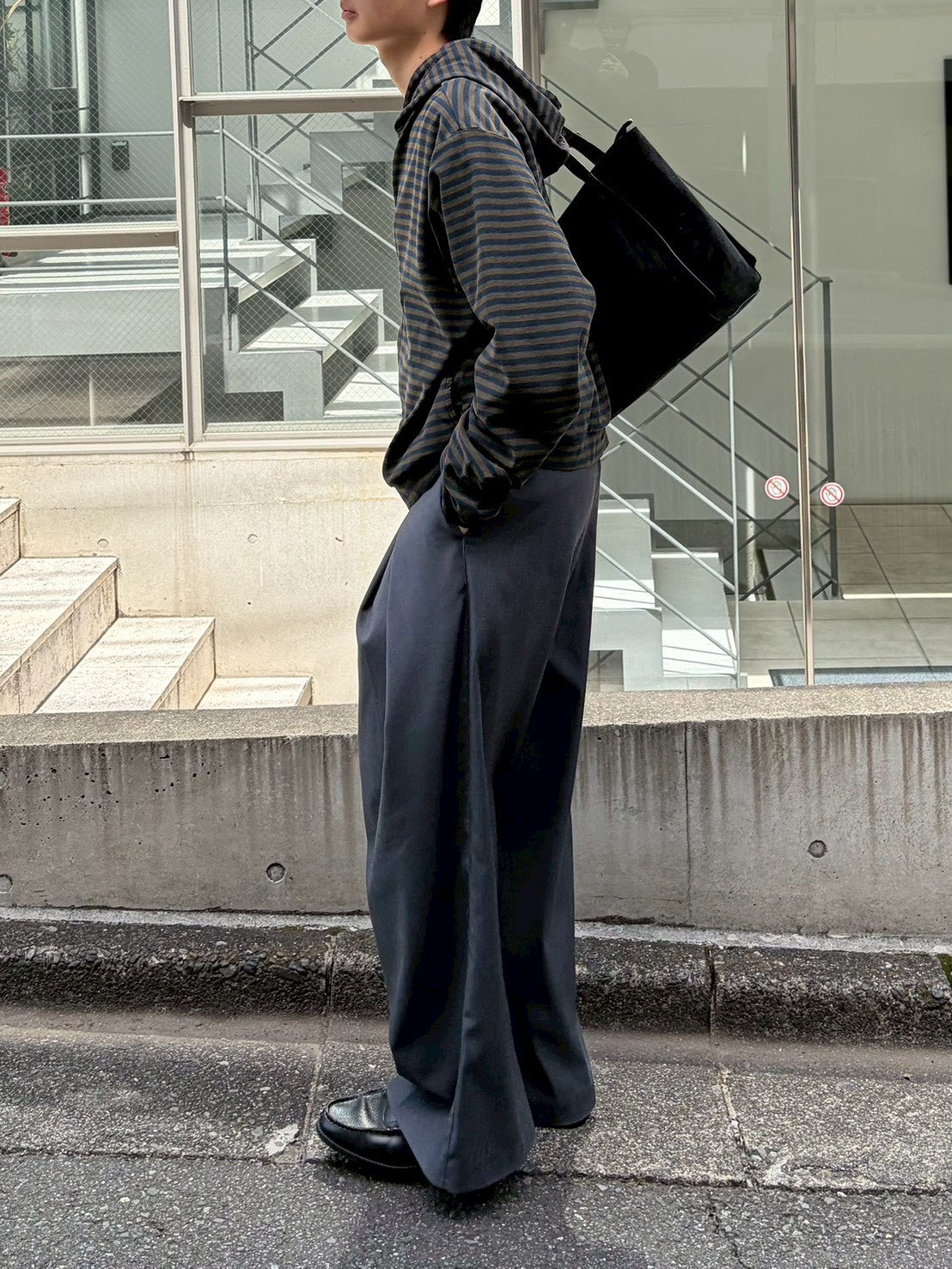 受注制【Chikashitsu +】pigment border zip hoodie (2color)