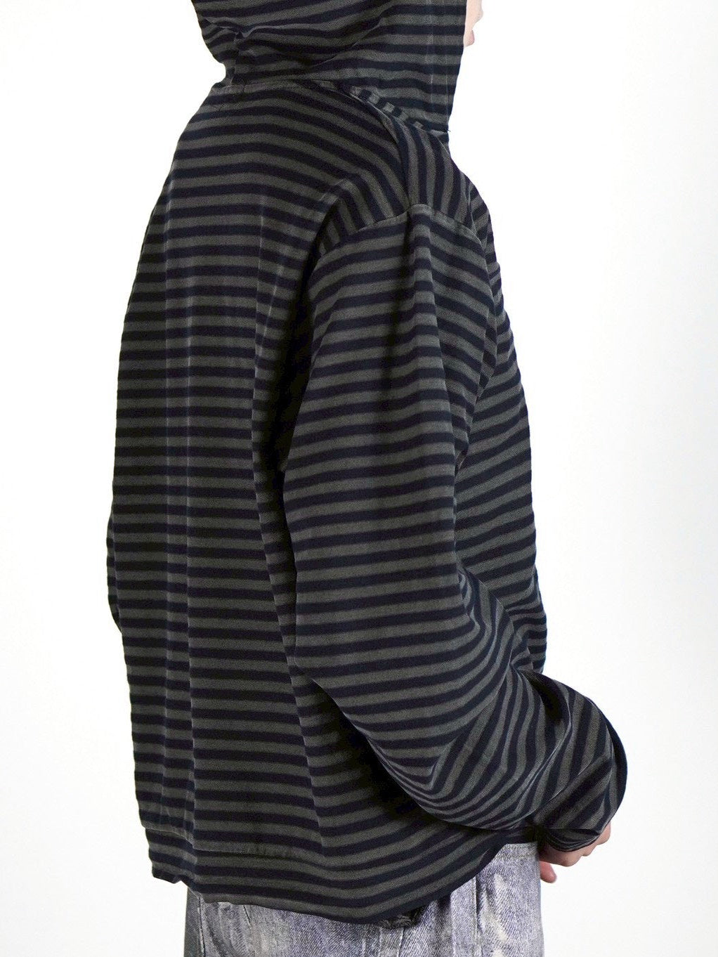 受注制【Chikashitsu +】pigment border zip hoodie (2color)