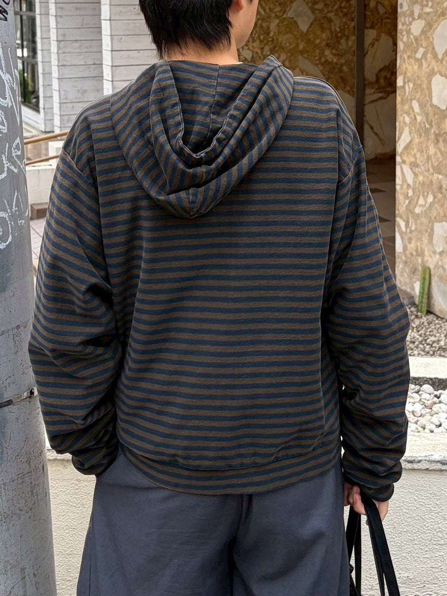 受注制【Chikashitsu +】pigment border zip hoodie (2color)