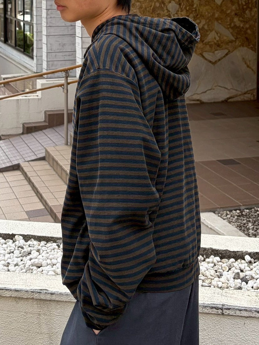 受注制【Chikashitsu +】pigment border zip hoodie (2color)