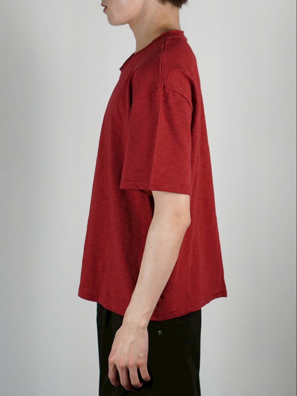 トップス THE SHISHIKUI COTTON C / RED 受注制【Chikashitsu +】sheer cotton box half sleeve (4color