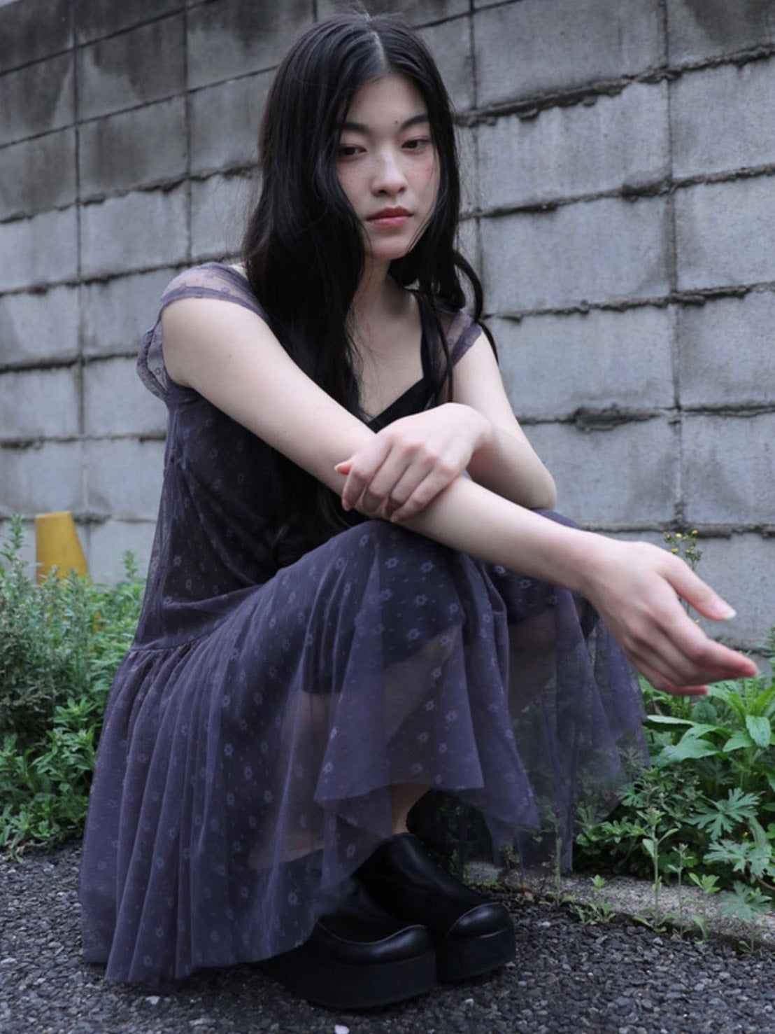 【Uglyshadow】FLOWER MESH DRESS
