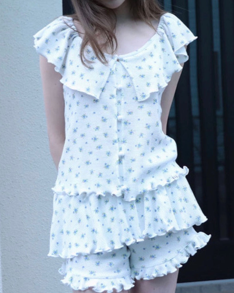 【Uglyshadow】RUFFLE FLOWER BLOUSE