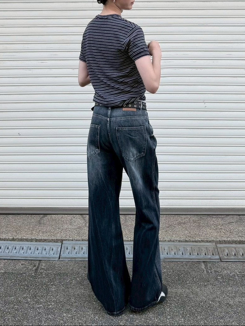 受注制【Chikashitsu +】washed slim denim pants