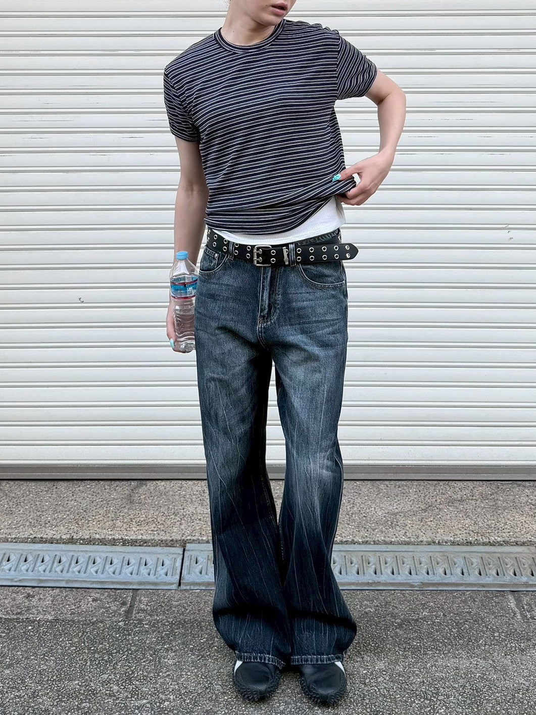 受注制【Chikashitsu +】washed slim denim pants