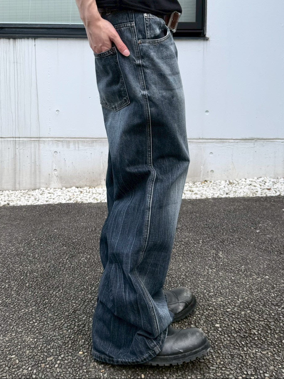 受注制【Chikashitsu +】washed slim denim pants