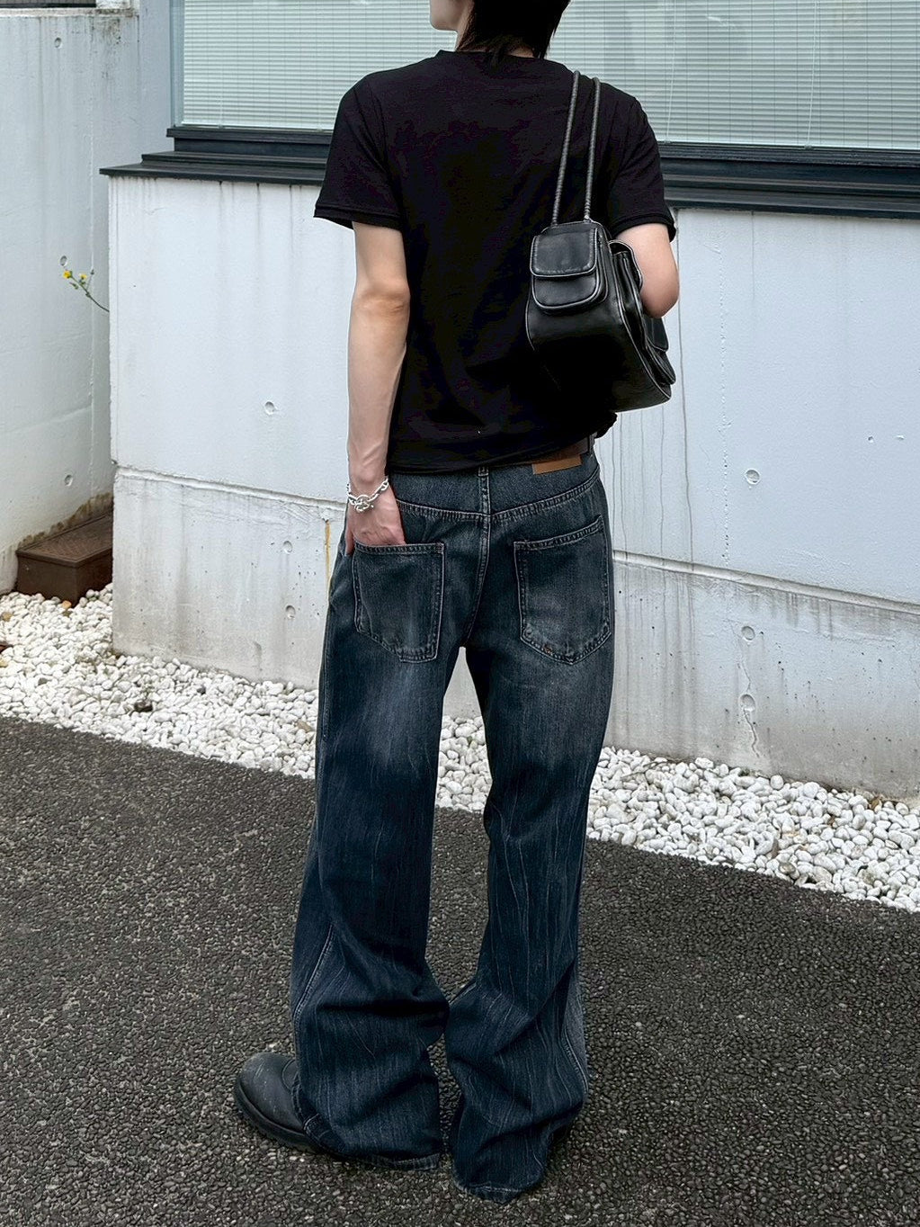 受注制【Chikashitsu +】washed slim denim pants