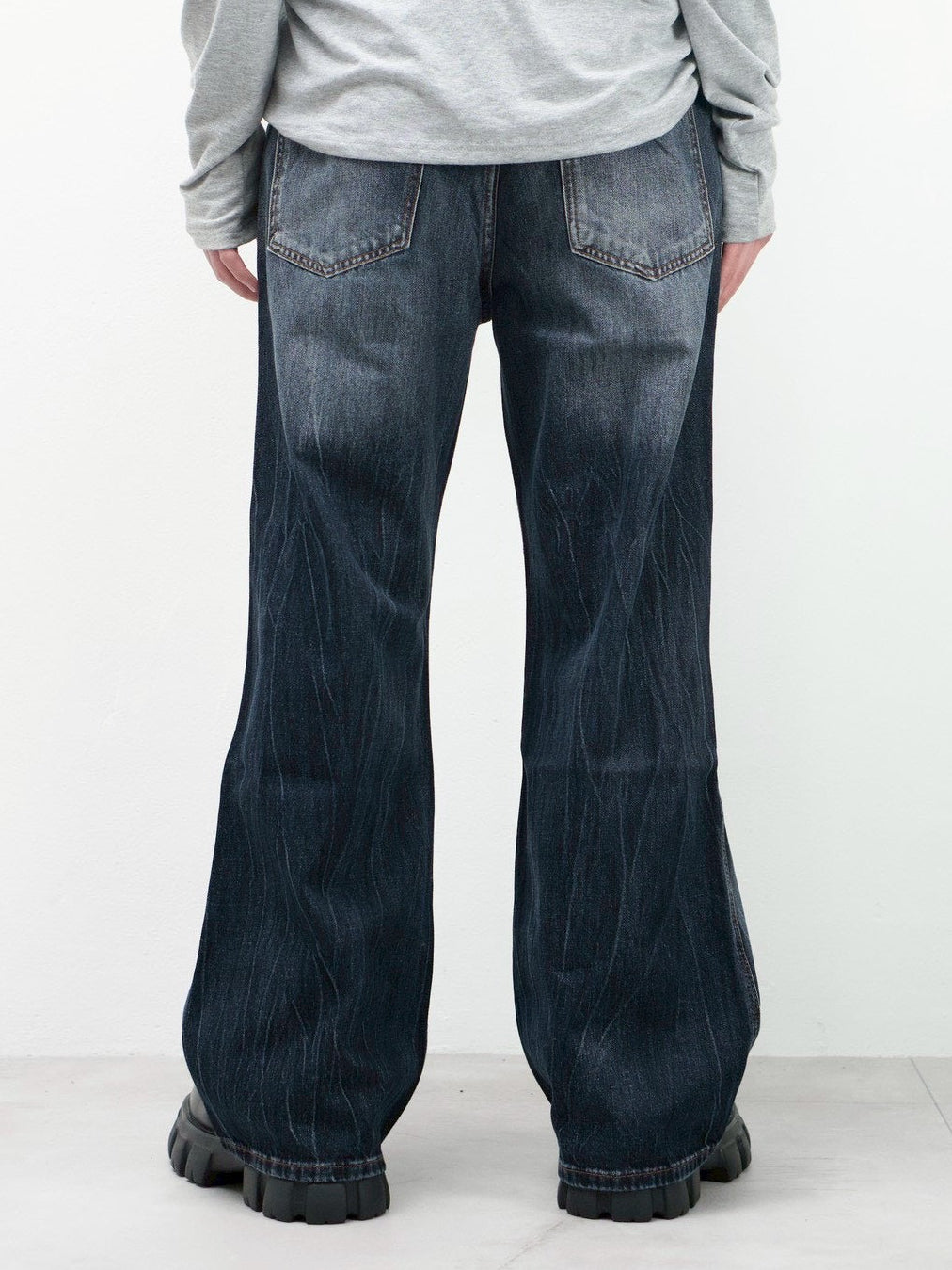 受注制【Chikashitsu +】washed slim denim pants