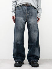 受注制【Chikashitsu +】washed slim denim pants