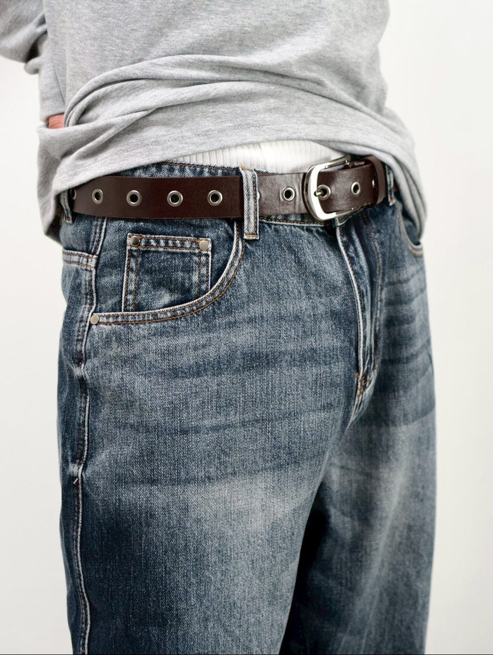 受注制【Chikashitsu +】washed slim denim pants