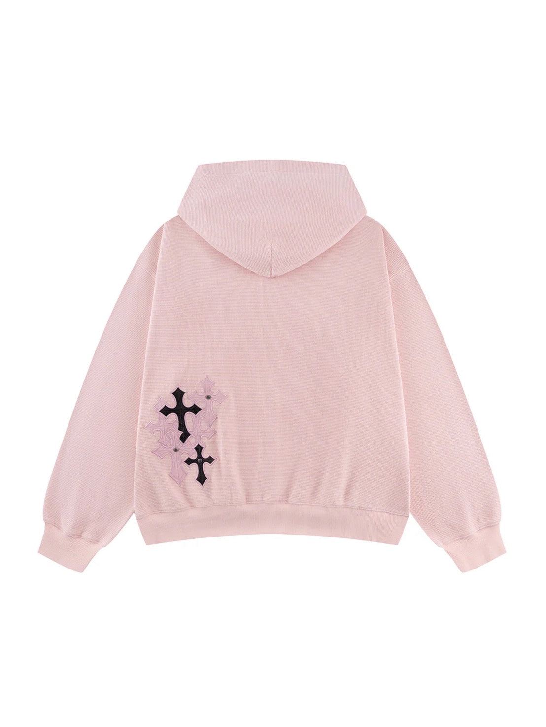 【SUPPLIER】Multiple Cross Leather Patch Thermal Zip Hoodie