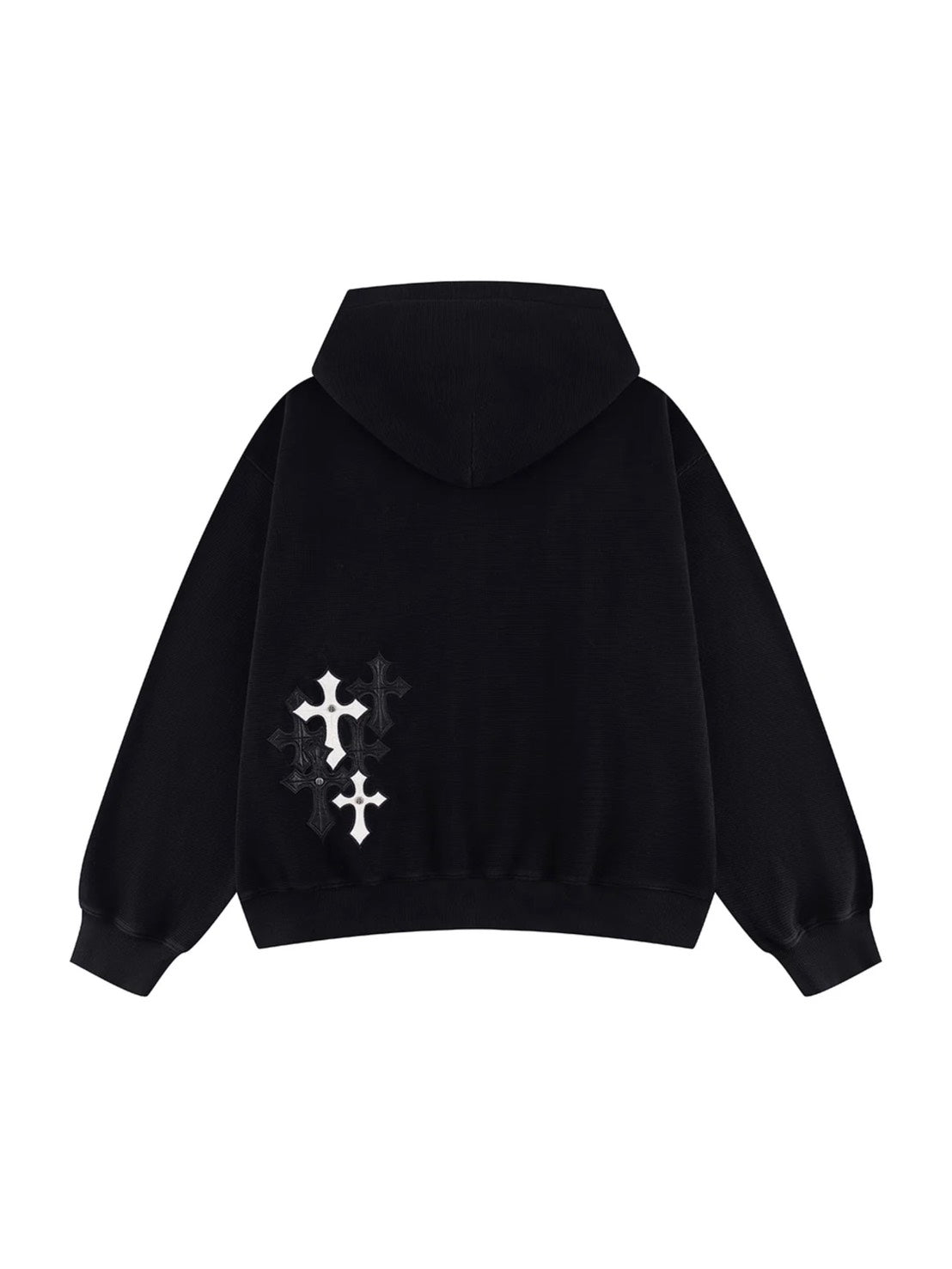 【SUPPLIER】Multiple Cross Leather Patch Thermal Zip Hoodie