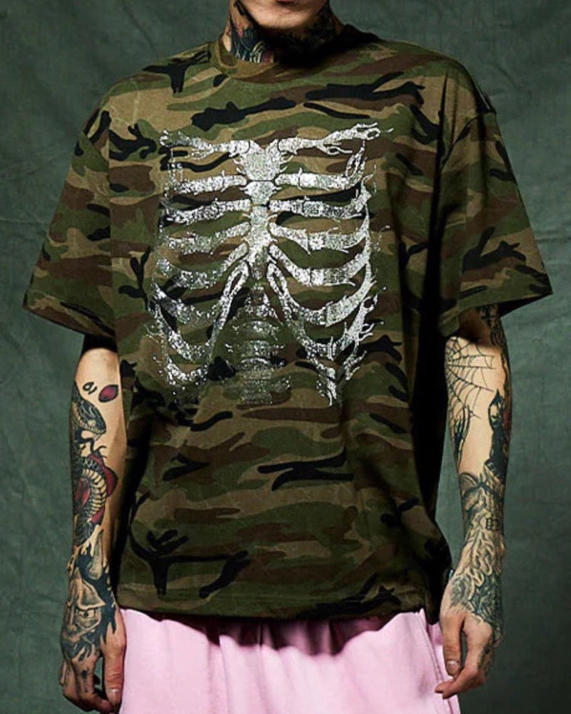 【SUPPLIER】Rhinestone Fire Bones Tee