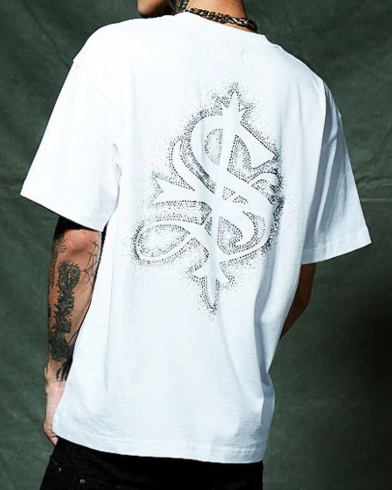 【SUPPLIER】Spray Cross Rhinestone Tee